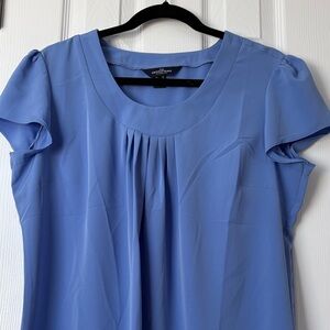 NWOT Lands' End Blue Pleated Blouse - Size 10